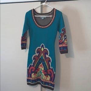 3/4 sleeve sweater dress • fitted • size S